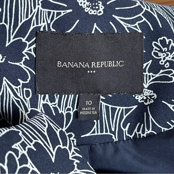 Banana Republic Navy/White Floral Jacket Blazer Size 10 - Picture 5 of 14